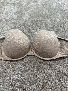 PINK Victoria's Secret Lace Demi Bra in Light Beige